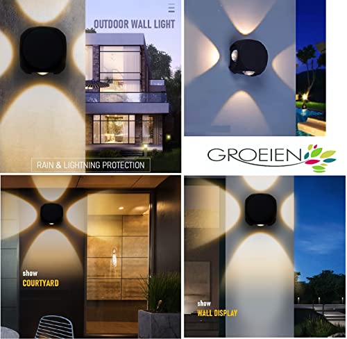 Image of Groeien (Pack of 4 16 Watts LED Square Shape Outdoor Exterior Wall Four Way Left Right UP Down Light (Warm White) (4)