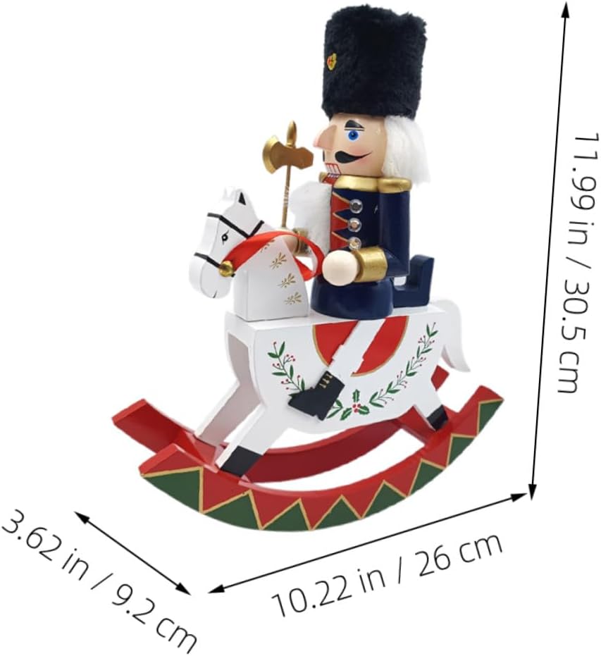 Christmas Nutcracker Figurine Wooden Nutcracker Soldier with Horse Large Tabletop Ornament Holiday Christmas Decoration for Home and Party