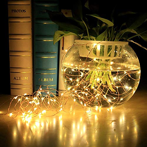 BAIHUAXIN Cordão de luzes LED, luzes de fada, luzes estreladas, 100 LEDs de fio de cobre, luzes deco