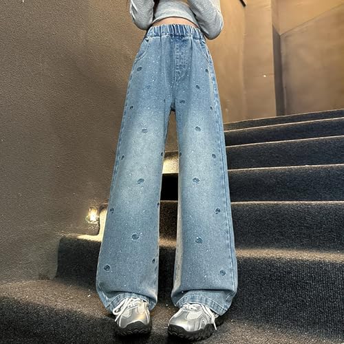 Girls Baggy Wide Leg Jeans Straight Retro High Waist Denim Pants Teen Kids Vintage Streetwear Jeans with Pockets3