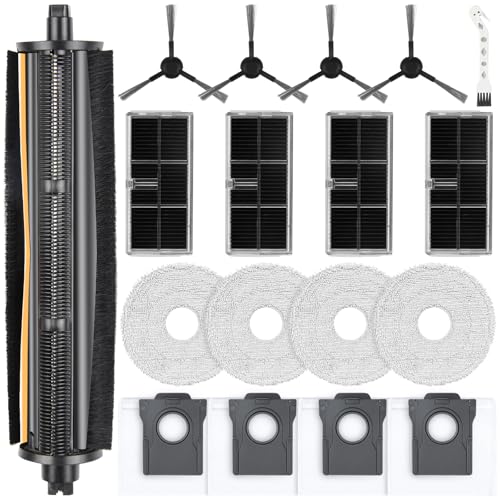 18 Stück Zubehörset für Dreame L10s Pro Ultra Heat / L10s Ultra Gen 2 / X30 Ultral/Mova E30 Ultra Saugroboter 1 Hauptbürsten 4 Wischtücher 4 Filtern 4 Staubbeuteln 4 Seitenbürsten 1 Putzbürste