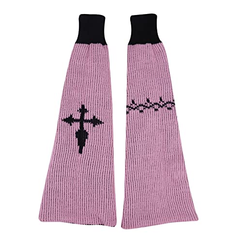 Flared Leg Warmer For Women Girls Punk Cross Print Stocking Reversible Knitted Trumpet Leg Warmer Crochet High Leg Socks #TOP4
