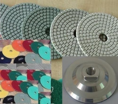 5 Inch 5" Diamond Polishing Pad 30 PIECE + 2 Pieces 5 Inch Aluminum Backer GRANITE Stone Marble Concrete toolsmart best value