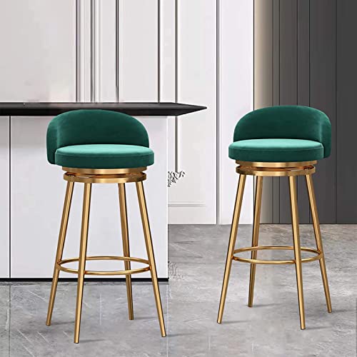 Tabourets hauts moderne rembourrés en velours vert pour table de bar - 3