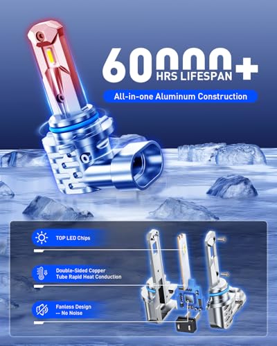Image of AUTOONE 9005 9006 Light Bulbs Combo, Super Bright 6000K Cool White, 1:1 Mini Halogen Size 9005 HB3 & 9006 HB4 Accessory Fog Light, Non-Polarity Plug and Play, Pack of 4