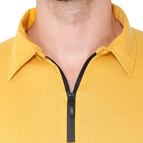 Image of Men's Cotton Blend Full Sleeve Zip Neck Polo T-Shirt (Pack of 1)