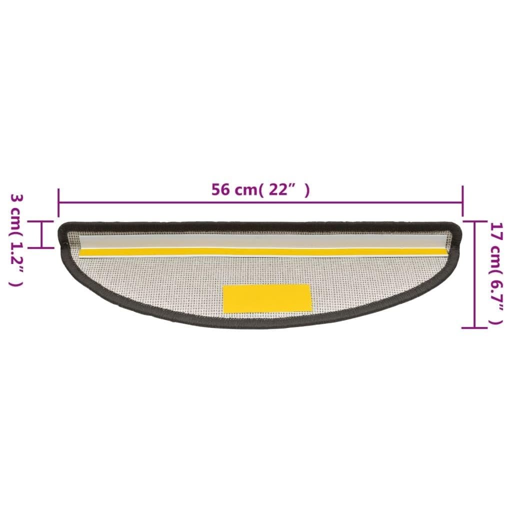 Stufenmatten 10 Stück 56x17x3 cm Dunkelgrau Halbrund Treppenstufen Matten, Teppich Innen für Treppen, rutschfest Stufenmatten Treppenteppich