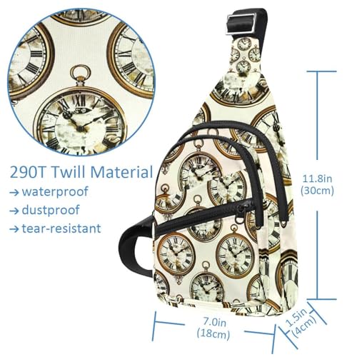 Mochila cruzada con diseño de reloj vintage unisex riñonera ajustable multicolor 4