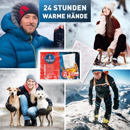 THE HEAT COMPANY Handwärmer XL - 40 Stück - EXTRA WARM - großer Taschenwärmer - Wärmekissen - 24 Stunden warme Hände - sofort einsatzbereit - luftaktiviert - rein natürlich