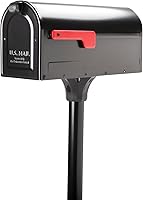 Architectural Mailboxes MB1 Medium Post Mount Mailbox & In-Ground Post Kit, Satin Black - USPS Approved, Rust-Resistant Steel