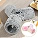 Baoblaze Plush Pet Cat Tunnel Tube Tunnels for Indoor Cats with Toy Ball Portable Pet Interactive Toys for Indoor Home Living Room, Multicolor