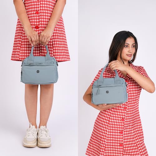Image of TS WITH TECHSUN Small Women Crossbody Sling Bag Handbag for Travel Office Use, Water Resistant Nylon Shoulder Purse, Adjustable Strap Multipocket Organizer (25(L) X 19(H) X 9(W) CM)