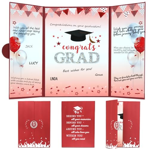 Image of Graduation Guest Book 2026-18 * 12in Congrats Grad Alternative Signature Board - Graduation Decorations Favor Supplies - Class of 2026 Graduation Gifts Keepsake (Red)
