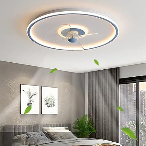 Moddeny 17.7 Inches Low Profile Ceiling Fan Light Remote Control Flush Mount Fan Ceiling Light Modern Minimalistic Ceiling Fan With Lights For Bedroom Living Room Kids Room Cover