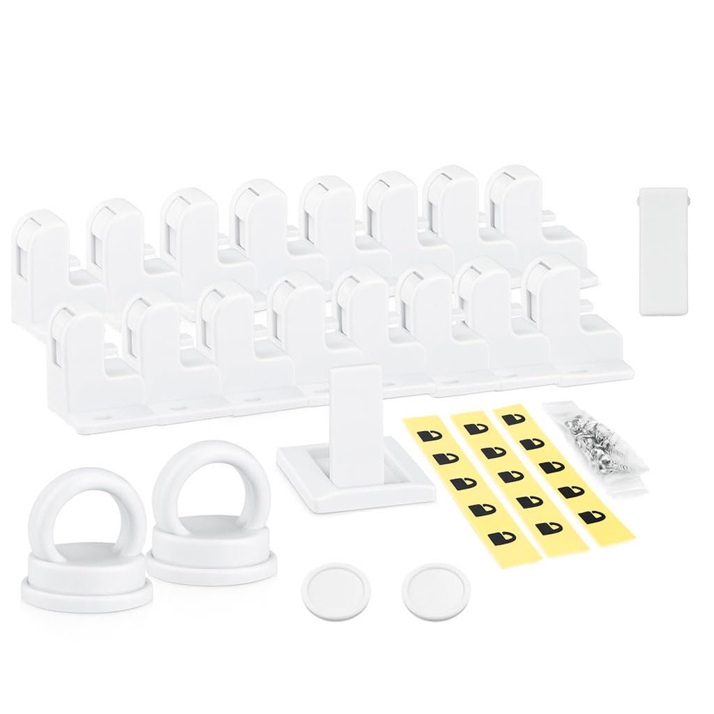 16 Pack Magnetic Cabinet Locks Baby proofing with 2 Ring Keys - Boobaby Childreen Proof Cupboard Drawer Latches - Adhesive Easy instalation No-Drill