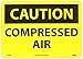 NMC C438AB OSHA Sign, Legend "CAUTION - COMPRESSED AIR", 14" Length x 10" Height, Aluminum, Black on Yellow