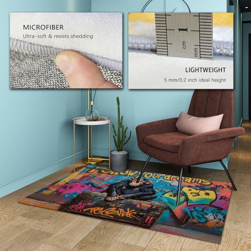 Tapis lavable graffiti monkey 60x120cm à poil bas antidérapant - 6