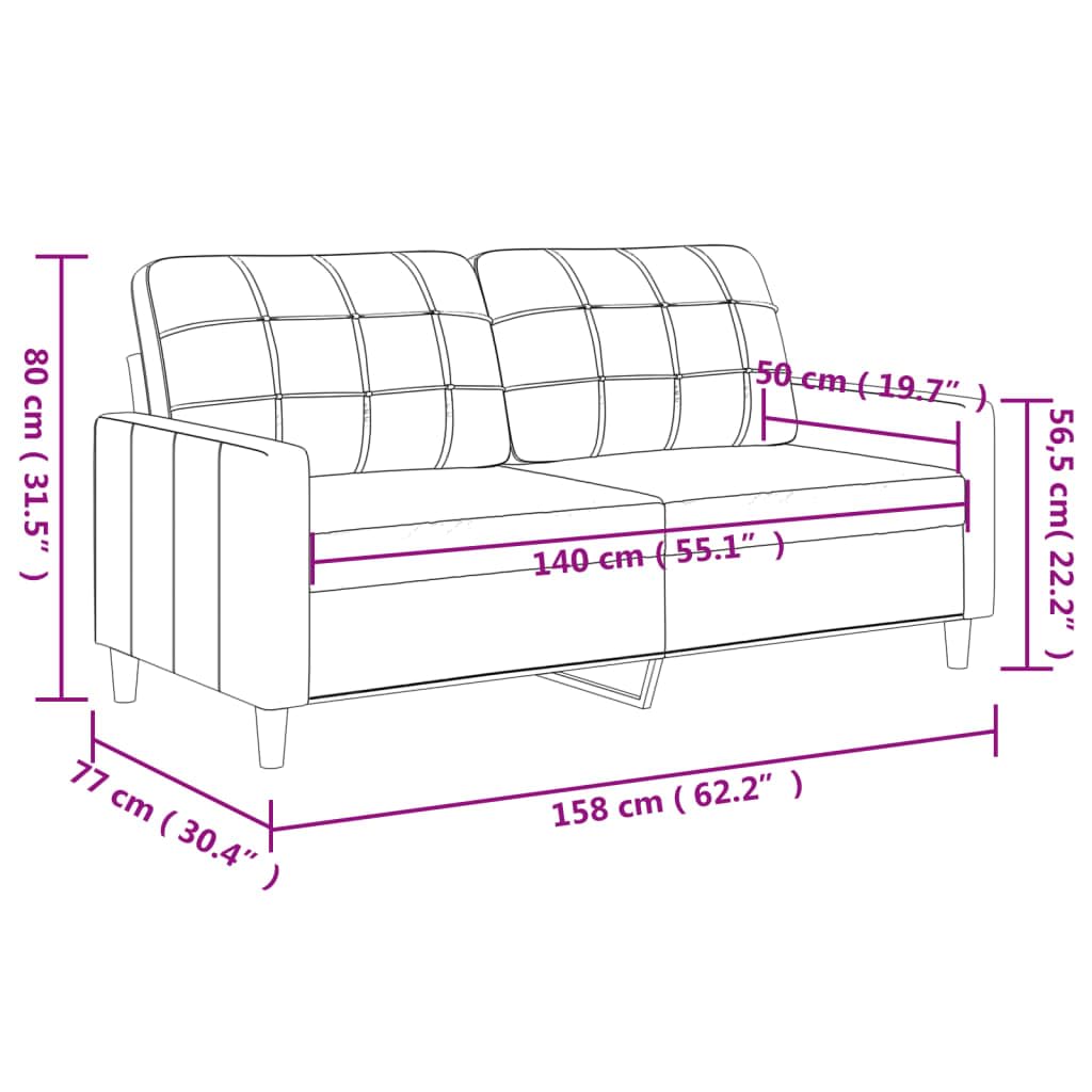vidaXL Sofá de 2 plazas de Tela Gris Claro 140 cm, sofá, sofá tapizado, sofá de 2 Personas, sofás, sofá de salón, sofá de Dos Personas, sofá de Tela