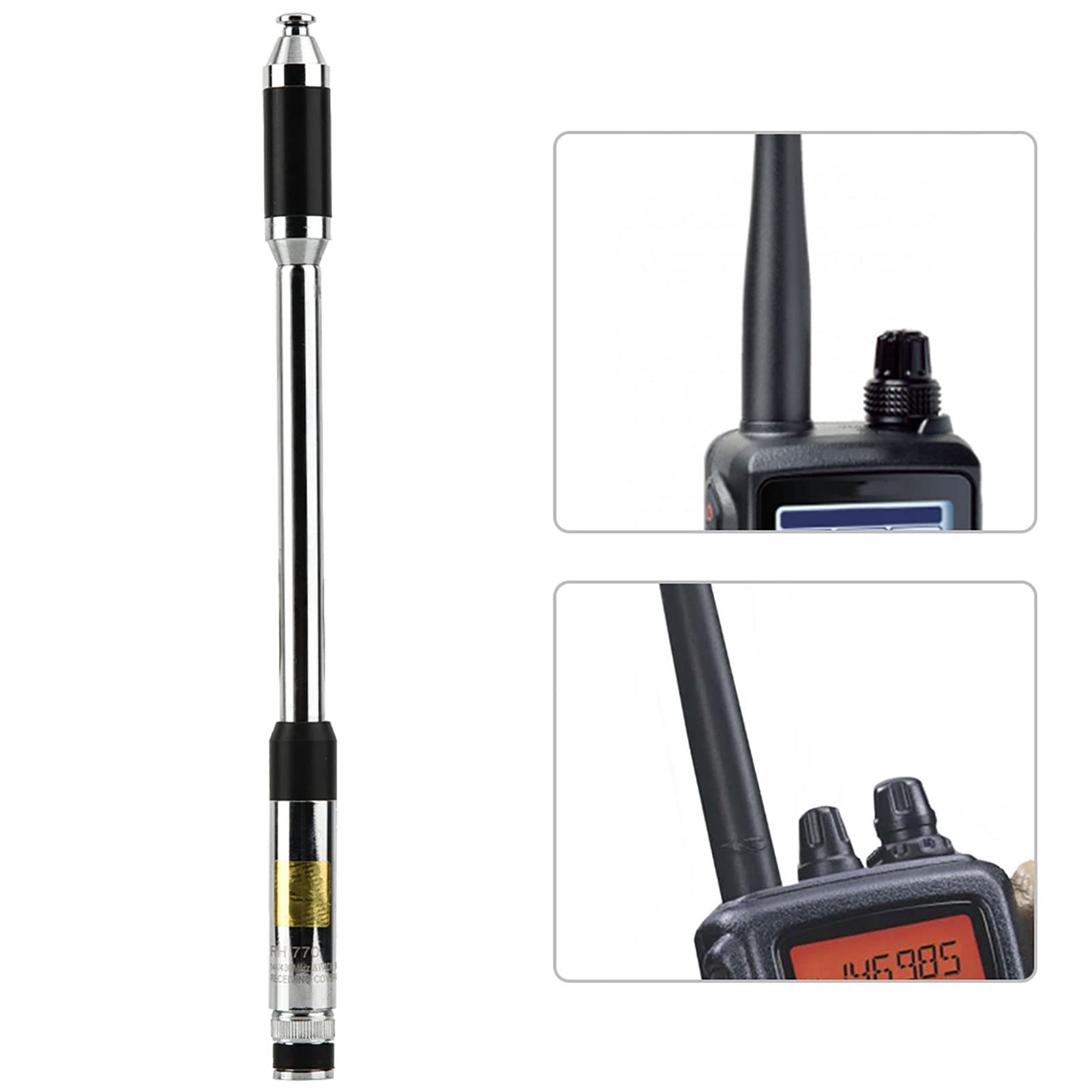 Antenne BNC Double Bande RH770 Antenne Extensible Antenne Radio Bidirectionnelle en Acier Inoxydable pour Talkies-Walkies