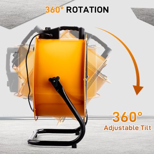 Image of ROVSUN 18inch High Velocity Drum Fan with 360-degree Pivoting Head，Air Circulator Turbo Shop Floor Fan with 3 Speed, Heavy Duty Metal Industrial Fan for Garage, Workshop, Greenhouse and Gym