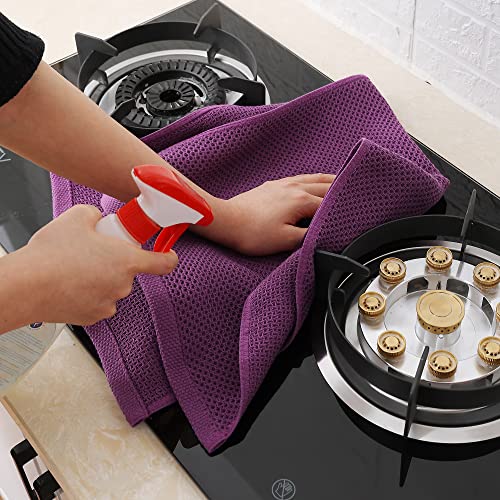 Image of Homaxy 100% Cotton Waffle Weave Kitchen Dish Towels, Ultra Soft Absorbent Quick Drying Cleaning Towel, 13 x 28 Inches, 12-Pack, Purple