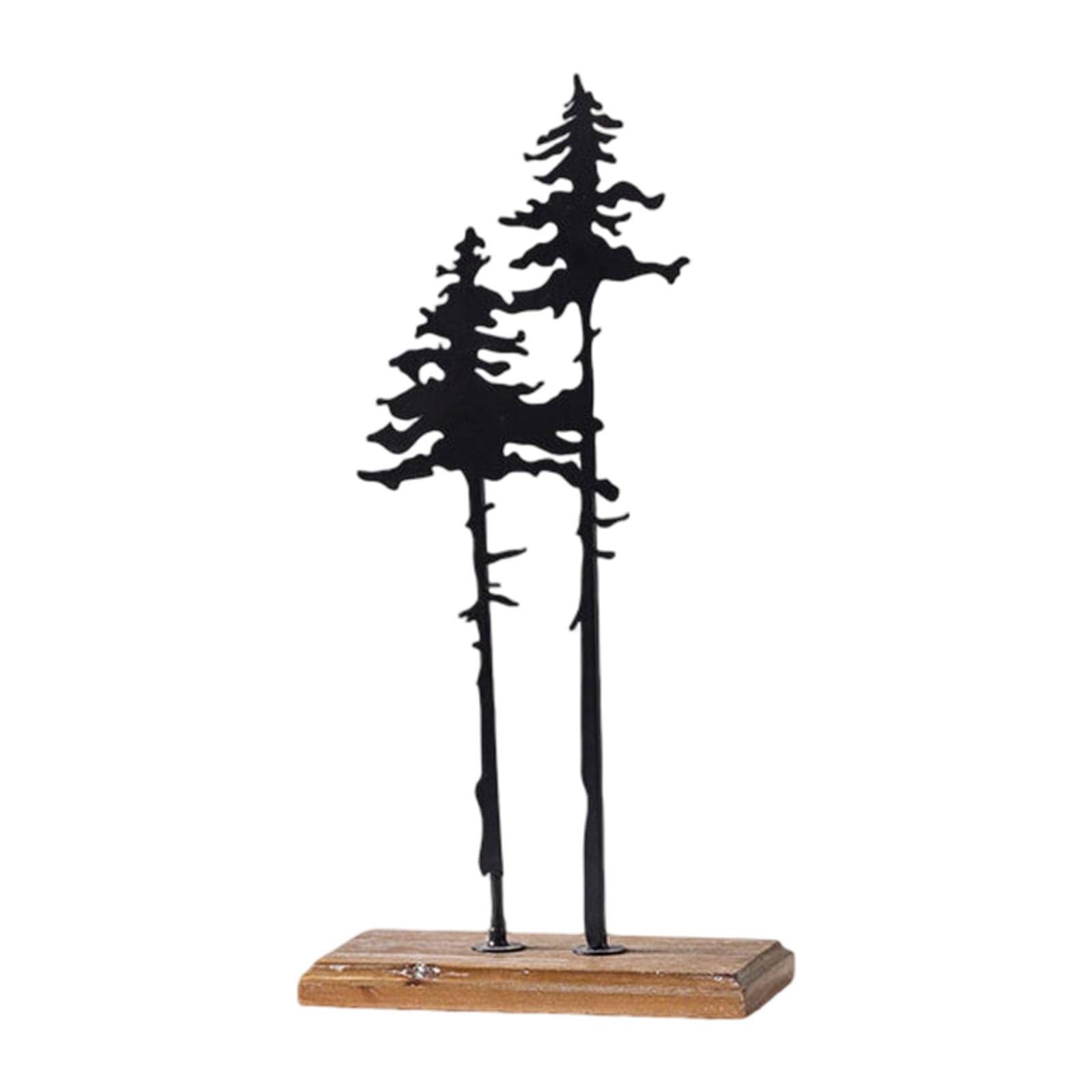 Hsioluted Iron and Wood Christmas Tree Sculpture Festival Seasonal Party Decoration Desktop Ornament Christmas Tabletop Decoration