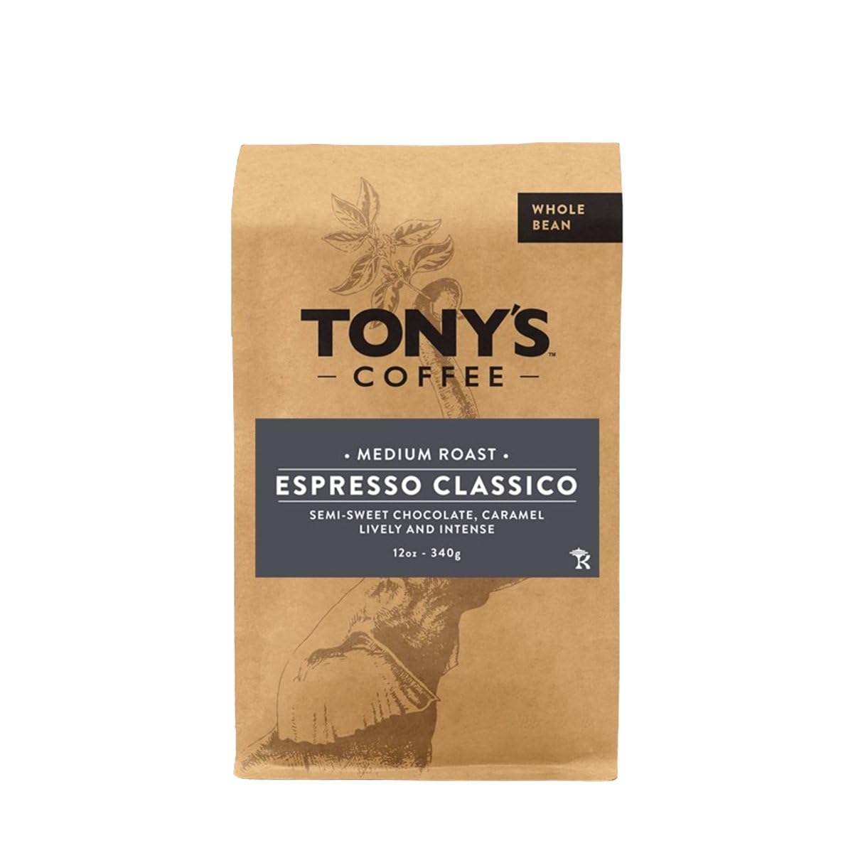 Espresso Classico – Roasted by Tony’s Coffee – Whole Bean Coffee – 12 Ounce Bag