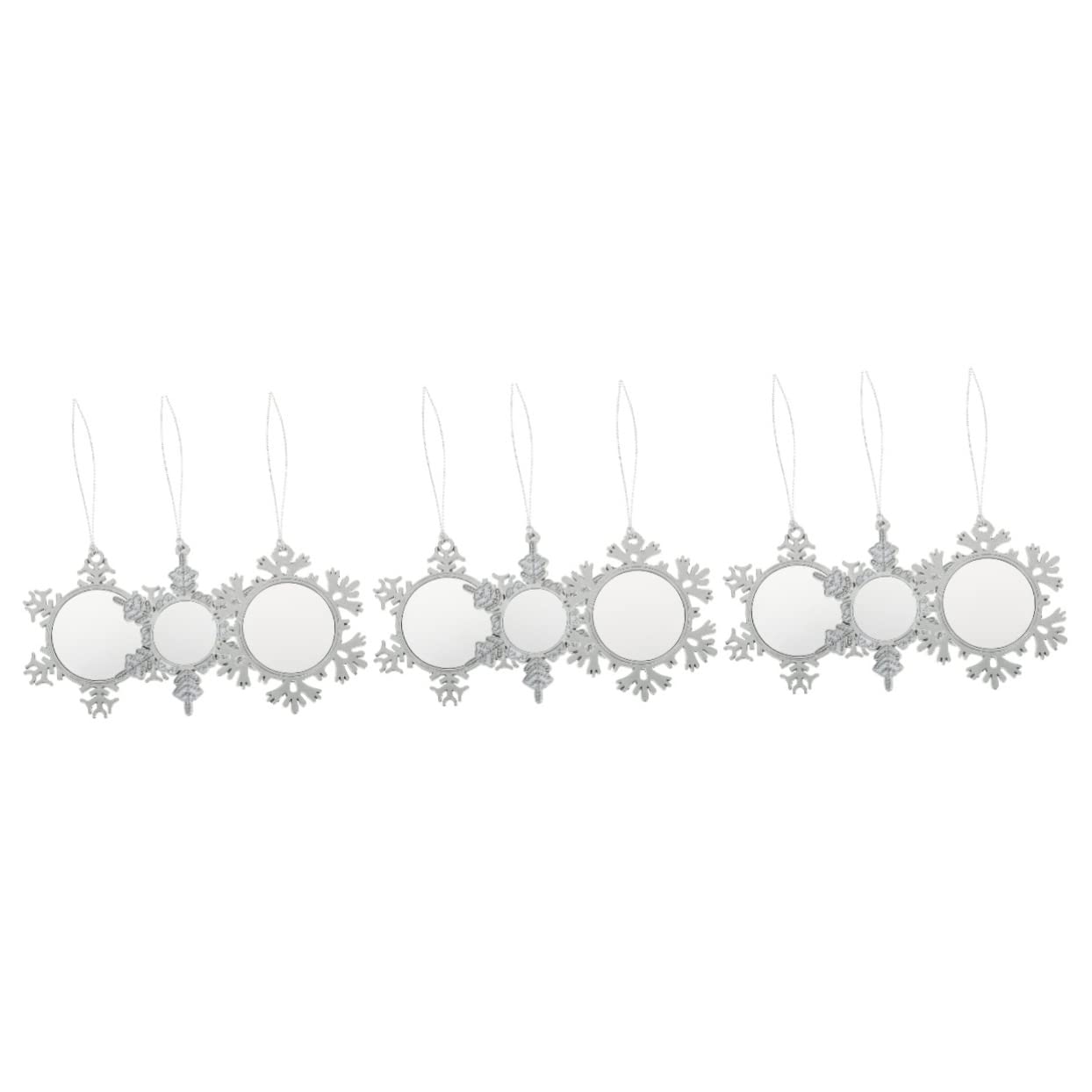 EXCEART 9 Piezas De Nieve De Sublimación Adornos Colgantes para Arbol De Navidad Adornos De Recuerdo DIY Adornos De Fotos para El Árbol Decoración Navideña Accesorios Aleación Metal