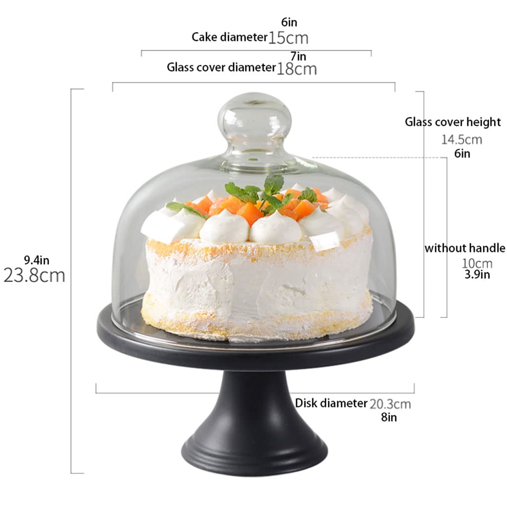 Soporte para tartas Ceic negro mate con tapa de cúpula, servidor de exhibición de pasteles retro y soporte multifuncional para servir y soporte para cupcakes para decoración de cocina