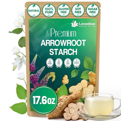 Image of Lavendium, Premium 17.6oz Arrowroot Powder, 100% Natural & Pure Arrowroot Starch, No Additives or Preservatives, Non-GMO, Gluten-Free, Plant-Based & Vegan, Perfect for Baking, Thickening & Gluten-Free Cooking