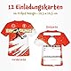 Moosthaler Einladungskarten Kindergeburtstag Junge – 12x Fußball Einladungen im ausgefallenen Trikot Design – Coole Geburtstagseinladungen für Jungs – Fussball Motto Party – Farbe Rot
