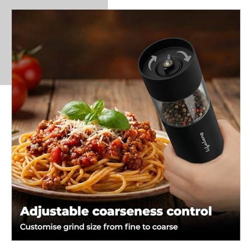 Image of Lifelong Electric Salt & Pepper Grinder Set | Automatic & Rechargeable Black Pepper Crusher, Mill & Shaker | One Hand Operation | Adjustable Coarseness & Refillable Tank with Clear View for Kitchen