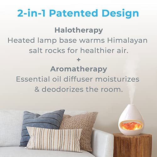 Pure Enrichment® Pureglow™ Crystal - 2-In-1 Himalayan Salt Lamp & Ultrasonic Essential Oil Diffuser, Original Salt Therapy Lamp, 100% Pure Himalayan Salt, Ambient Glow, 160 Ml 16-Hour Tank (White) #TOP1