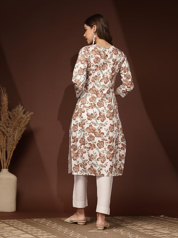 Image of Daevish New Cotton Leaf Printed Casual Straight Kurta for Women | Women Formal Kurti
