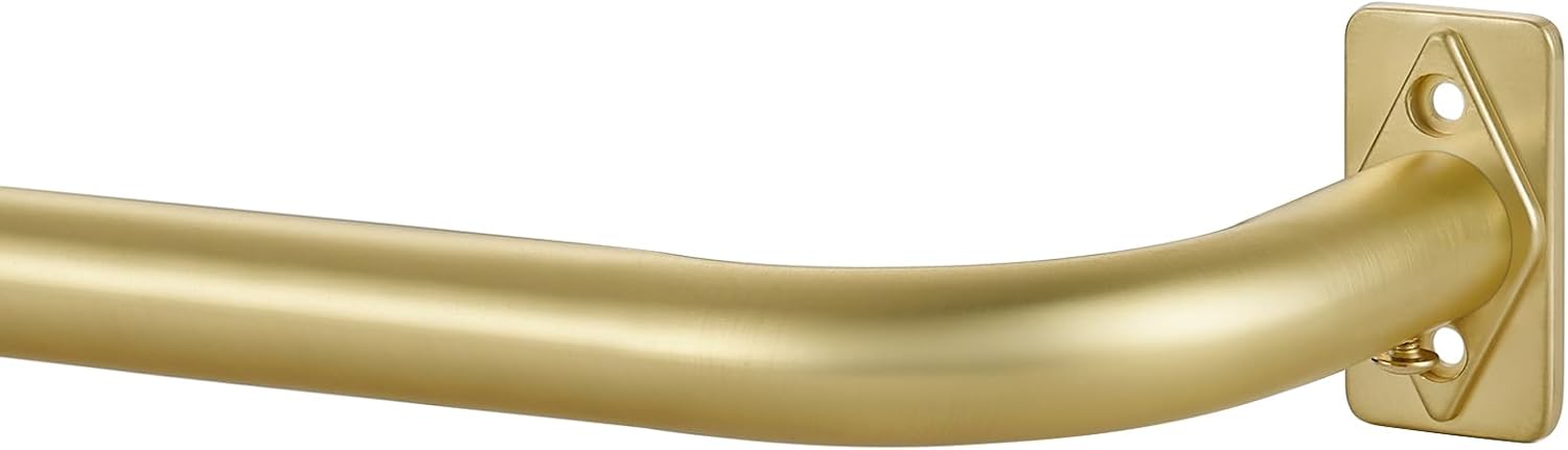 Curtain Rods for Window 28 to 53 Inch, Wrap Around Splicing Room Darkening Curtain Rods, Heavy Duty 1 Inch Diameter Single Drapery Rod Telescoping, Brass