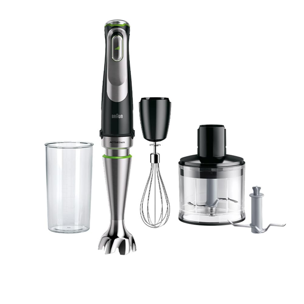 BraunMultiQuick 9 Hand Blender, Hand Mixer, XL Food Processor, Active PowerDrive Technology, 500 ml Chopper, BPA-Free 600 ml Beaker with Lid, 1200W, 220-240 V, 50-60 Hz, MQ 9135XI, Black