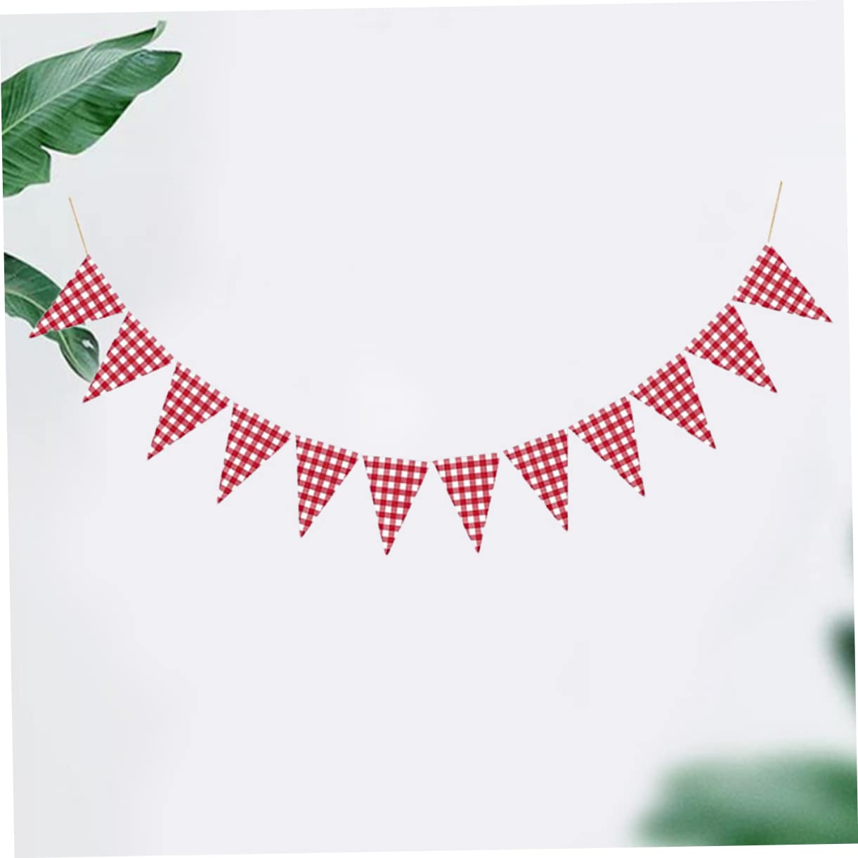 Amosfun 4stücke Plaid Wimpelbanner Dekorative Dreiecksfahne Für Partys Hochzeiten Und Rot-weiß Für Innen Und Außendekoration