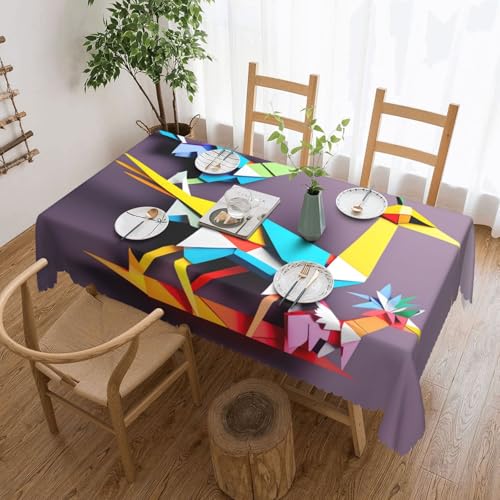 Unkhtt Origami - Mantel rectangular impermeable con estampado de grúas de papel multicolor, 137 x 183 cm, reutilizable, para comedor, boda, fiesta