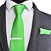 Branduce Lime Green Tie for Wedding Men Business Solid Fashion Necktie Pocket Square and Tie Clip Set (TA01-26)