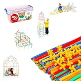 Straw Constructor Building Toys stem Building Interlocking Plastic Straw Learning & Education - Connector Toys Engineering stem Stacking Games, Thin Tube Blocks kit for Kids Toys (300 Pcs)