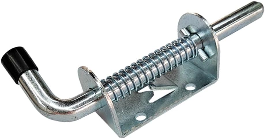 5inch Spring Loaded Gate Latch Pin Zinc Plated Steel Barrel Bolt Door Lock 2mm Thickness No Screws 4Pack