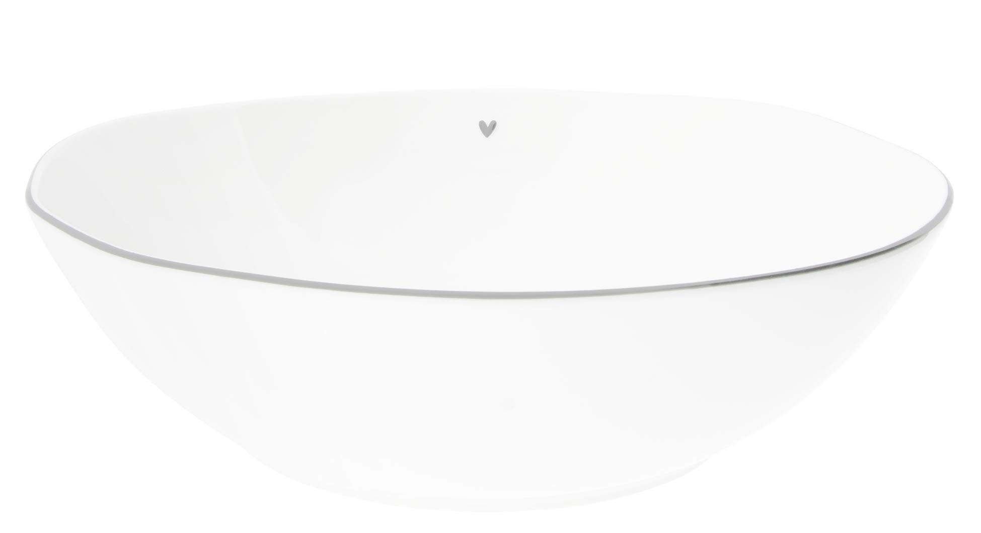 Bastion Collections BC - Insalatiera Little Heart, in ceramica, con bordo grigio e piccolo cuore, diametro 27 cm, colore: Bianco