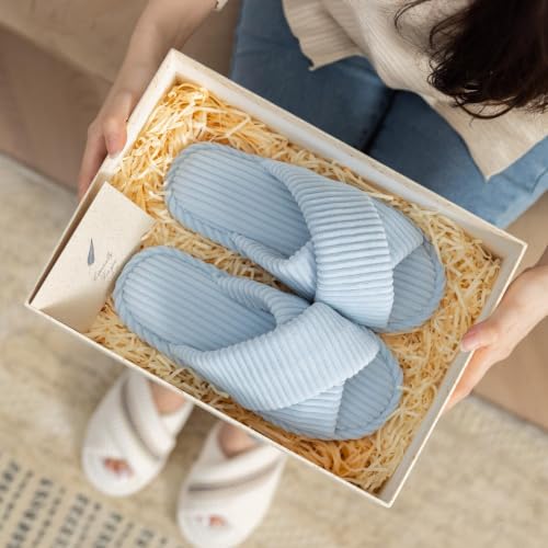 Image of GOEWY Slippers for Women with Memory Foam Open toe House Bedroom Shoes