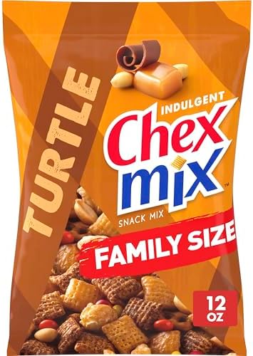 Chex Mix Turtle Snack Mix, Indulgent Snacks, Family Size, 13.5 oz