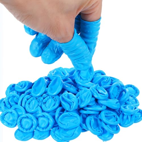 Kifmurase 400 PCS Large Disposable Nitrile Finger Cots Non-allergenic No Powder Finger Protectors Finger Covers for Beauty Manicure Massage Electronic Repair (Blue)