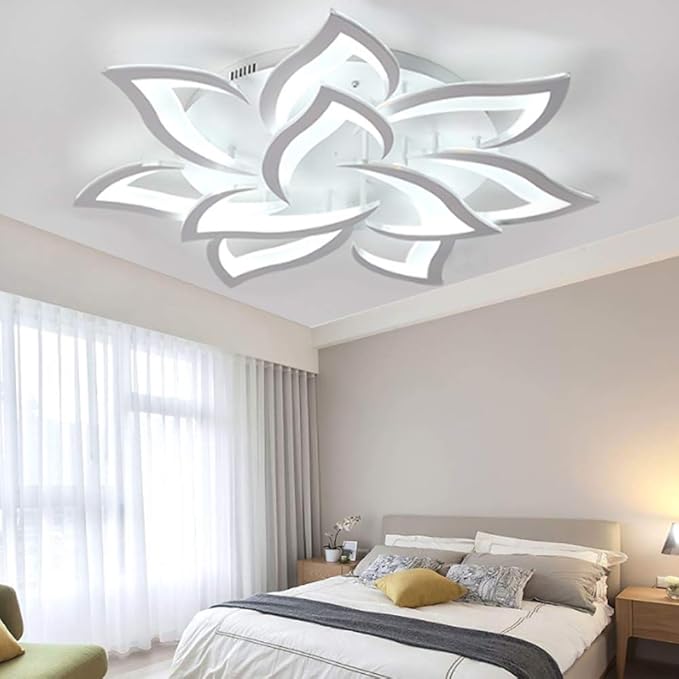 FUMIMID LED plafondlamp dimbaar armatuur, modern metaal, acryl, met afstandsbediening, inbouwmontage, plafondlamp woonkamer hanger verlichting ontwerp keuken hanglamp slaapkamer bloem kroonluchter 85 cm photo 3