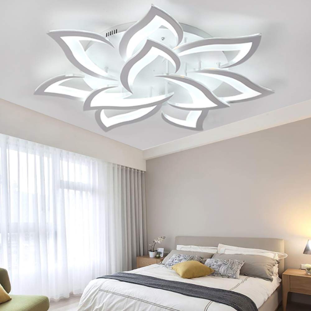 LED Blumen Deckenleuchte Moderne Wohnzimmer Deckenlampe Dimmbar Mit Fernbedienung kreatives Kronleuchter Acryl Lampenschirm Esszimmer Kinderzimmer Schlafzimmerlampe Innenbeleuchtung, 85cm