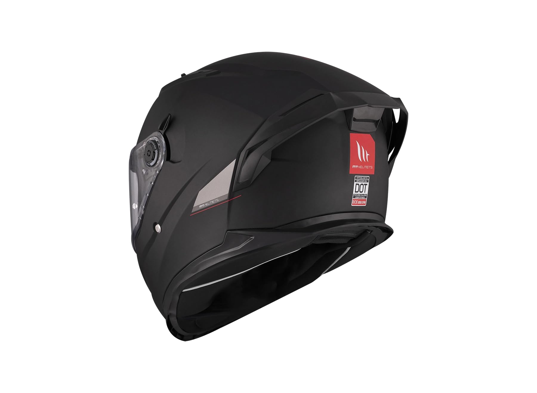 Casco Integral MT Braker SV Solid A1 Negro Mate | Casco Integral para Hombre | Transpirable y Lavable | Homologado ECE 22.06 & Dot | Talla M