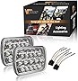 Partsam H6054 7x6 5x7 LED Headlights Sealed Beam Hi/Low w/ H4 Wiring Harness Compatible with Jeep Wrangler YJ XJ/GMC Chevrolet Express S10/Ford Cherokee E250/Toyota Tacoma/Mazda