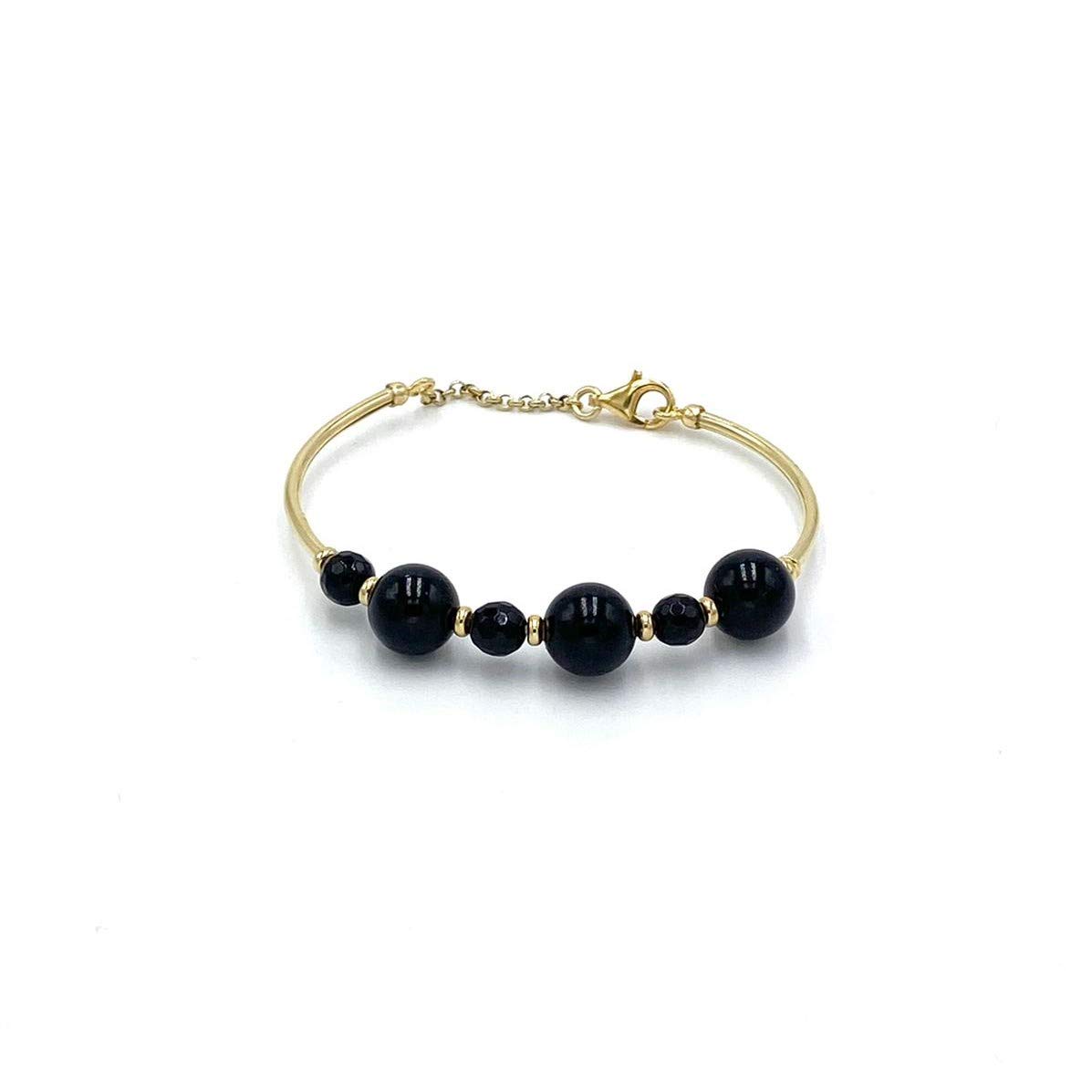 Bracelet semi-rigide onyx noir argent 925 cadeau idéal